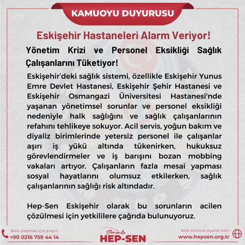 Eskişehir Hastaneleri Alarm Veriyor: Yönetim Krizi ve Personel Eksikliği Sağlık Çalışanlarını Tüketiyor!